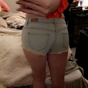 Denim shorts with lace bottoms